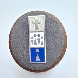 VTG Sterling Silver 925 Blue Enamel Cross Design Pendant Size 1.25" Length